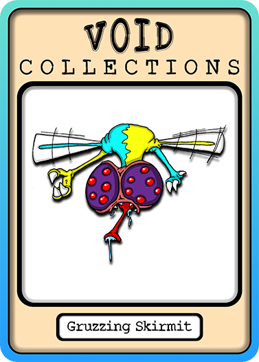 A picture of the Gruzzing Skirmit card with its standard border.